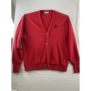 IZOD Cardigan Sweater Men's XL Red Acrylic Long Sleeve Preppy Academia